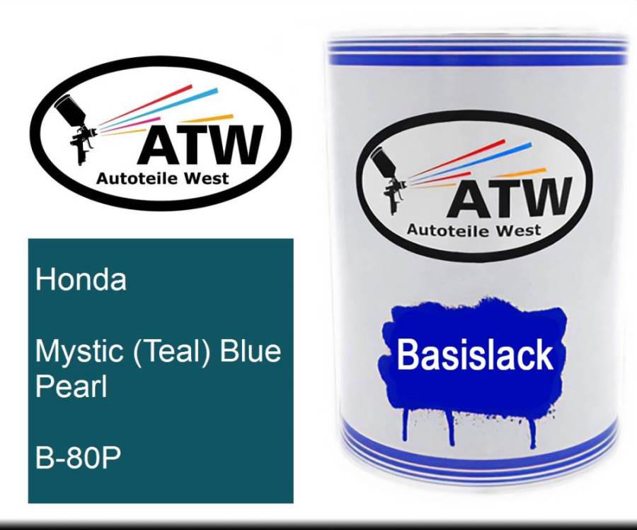 Honda, Mystic (Teal) Blue Pearl, B-80P: 500ml Lackdose, von ATW Autoteile West.